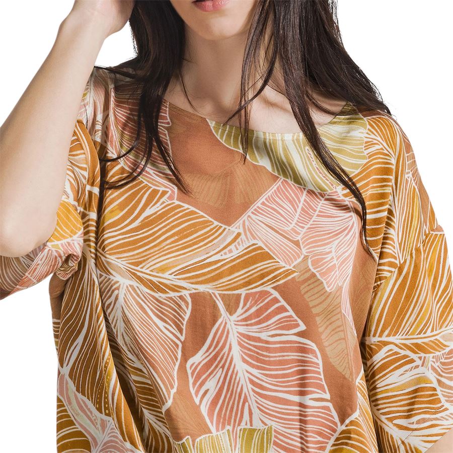 Blusa in raso stampato marrone da donna Deha | D2214237703